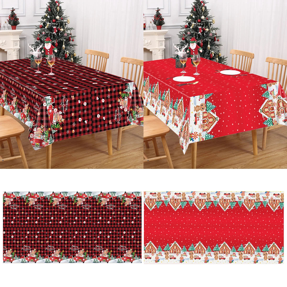 Christmas Tablecloth Merry Christmas Decorations For Home 2024 Navidad Noel  Xmas Tablecloth Decor Happy New Year Gift 2025