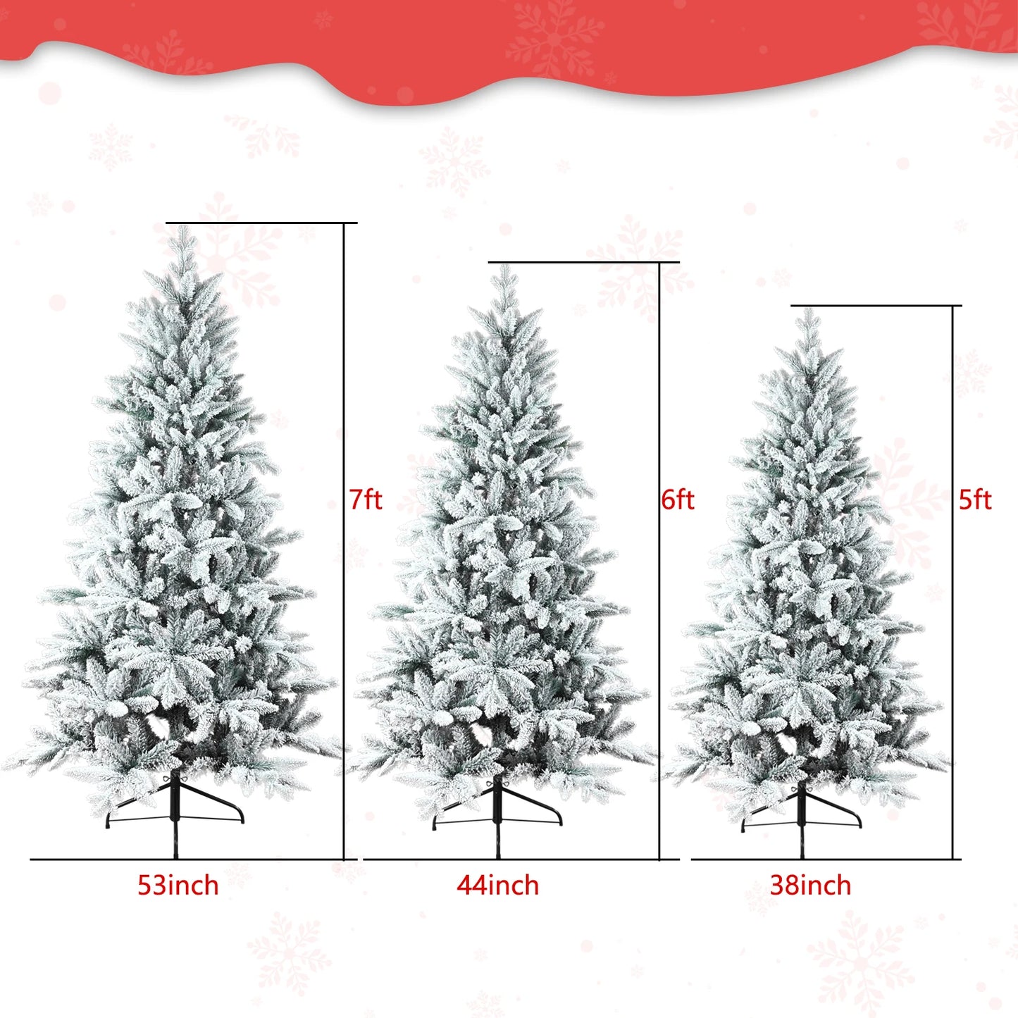 152/213cm Artificial Christmas Decoration Tree 694/1401 Branch Tips Flocked Xmas Tree Sturdy Metal Stand Auto-Spread/Close up