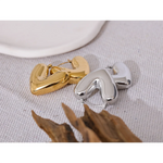 Yhpup Fat Fashion Stainless Steel Heart Chunky Hoop Earrings Charm Metal Texture Rust Proof Versatile Jewelry серьги тренд