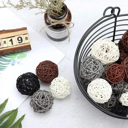 10Pcs Christmas Decoration Wooden Rattan Ball Round Heart Love Star Shape DIY for Home Decor New Year 2025 Child Gifts Ornament