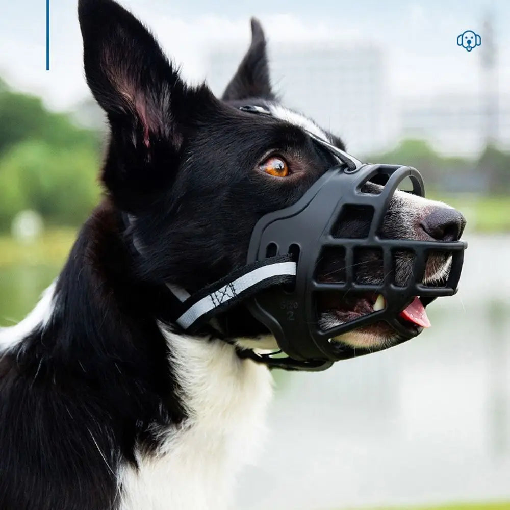 Anti-Biting Dog Mouth Cover With Reflective Strip Adjustable Dog Muzzle Can Drink Water Breathable