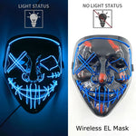 Wireless Neon LED Purge Mask Glow in The Dark Cosplay Horror Mask Halloween Masquerade Party Masks Glowing Funny Dress Up