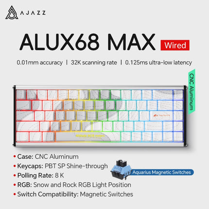 AJAZZ AK680 MAX Magnetic Switch Mechanical Keyboard 60% Rapid Trigger 0.01mm 8K/1K Return 68 keys Wired/Wireless Gaming Keybaord