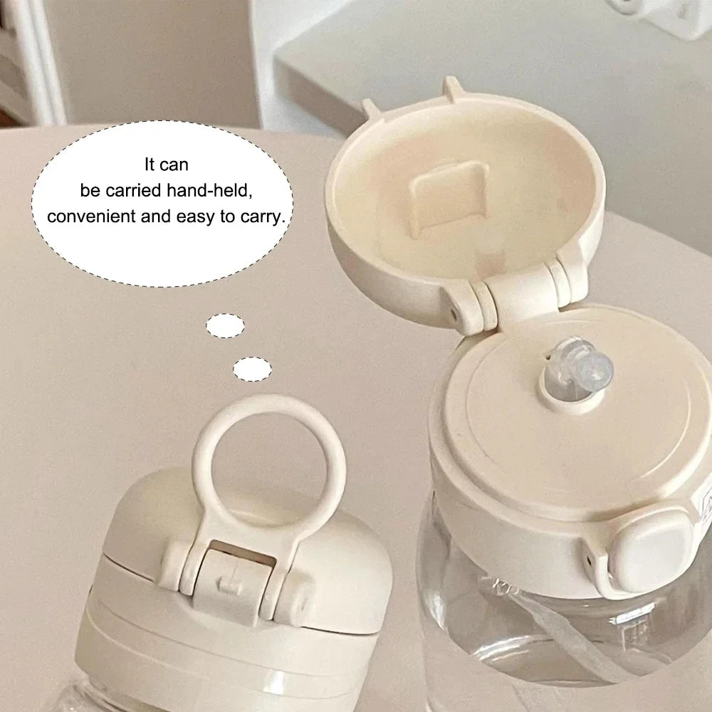 Straw 600/400ML Water Cup Princess Children Portable Plastic Mermaid Frozen Transparent Large Capacity Sport Water Bottle