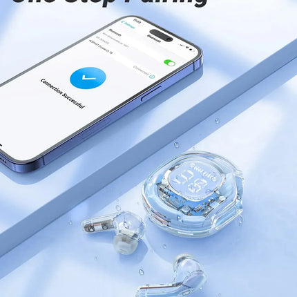 Wireless earphone Bluetooth earbuds Transparent Digital Display TWS Mecha Style For Acefast T8 Sports Headphones