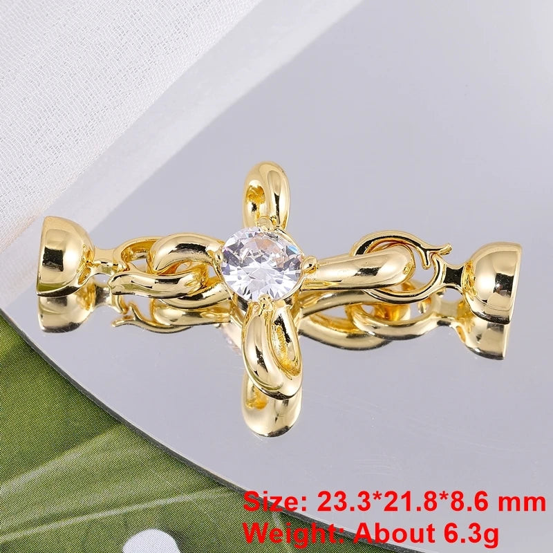 Juya Handmade 18K Gold Silver Plated Fastener Bail Connector Clasps Accessories For Needlework Pearls Beads Jewelry Making