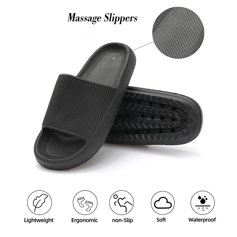 Cloud Cushion Slides Fashion Women Summer Soft Slippers Thick Platform Bathroom Home Men Indoor Non-slip Anti-slip Female