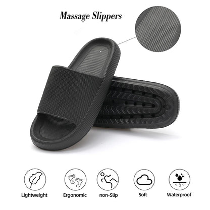 Cloud Cushion Slides Fashion Women Summer Soft Slippers Thick Platform Bathroom Home Men Indoor Non-slip Anti-slip Female