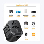 ASOMETECH International Travel Adapter USB Charger 2 USB and 2 Type C Port All-in-one Wall Charger for US EU UK AUS Travel