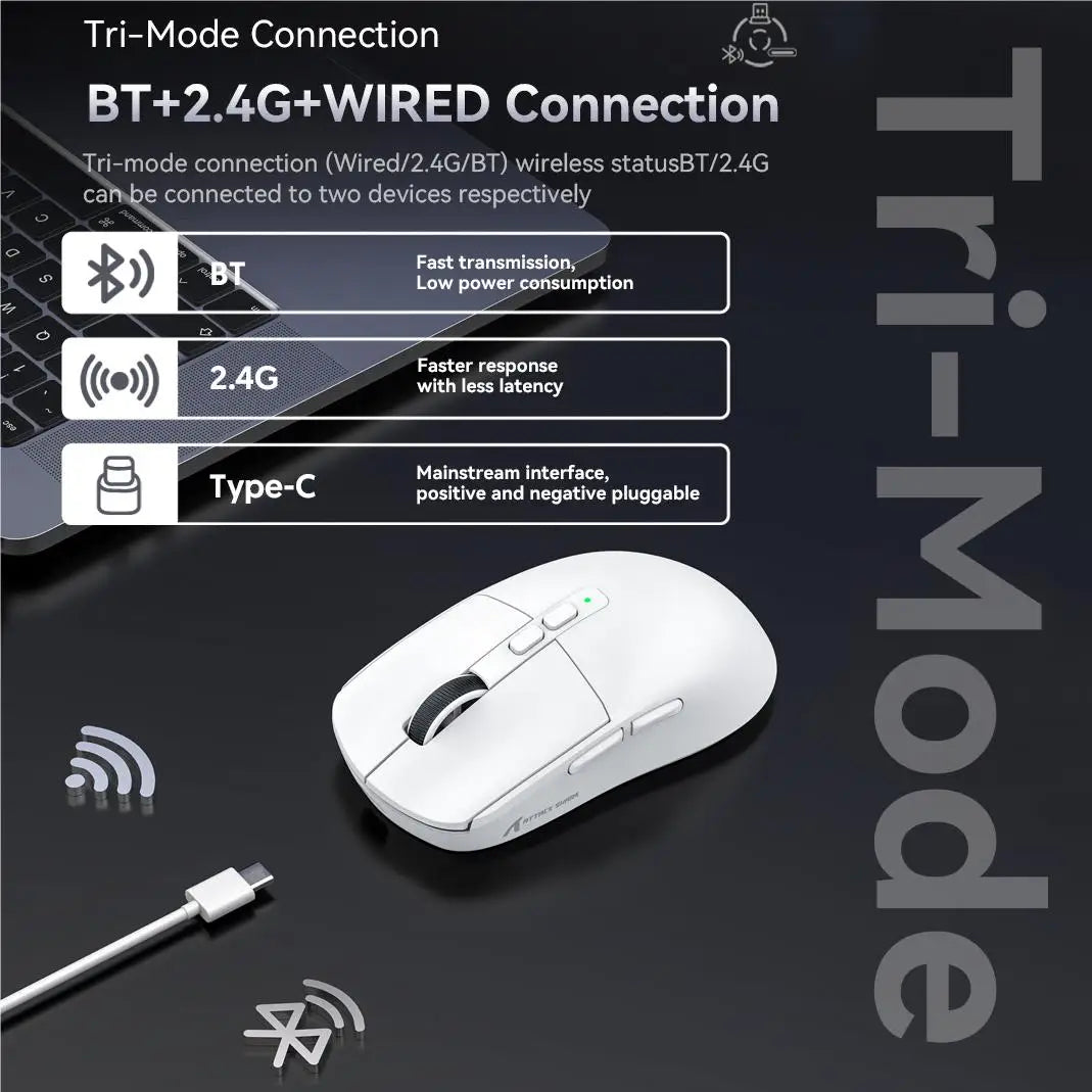 Attack Shark X6 26K DPI Wireless Game, PixArt PAW3395, RGB Magnet, Macro, PC/Laptop