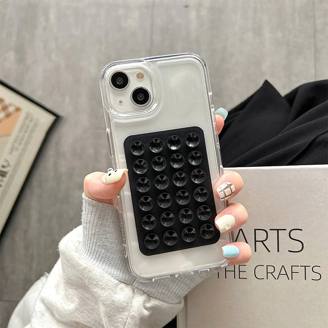 Phone Case For iPhone 16 15 14 Pro Max Plus 11 12 13 Pro 7 8 Plus XR X XS SE2 3D Suction Cup Airbag Transparent Shockproof Cover