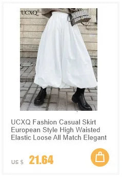 UCXQ Simple Luxury Multi Solid Colors Pleated Skirt For Women's Large Hem Folds A-line Skirts Female 2024 Spring Autumn 23A7004