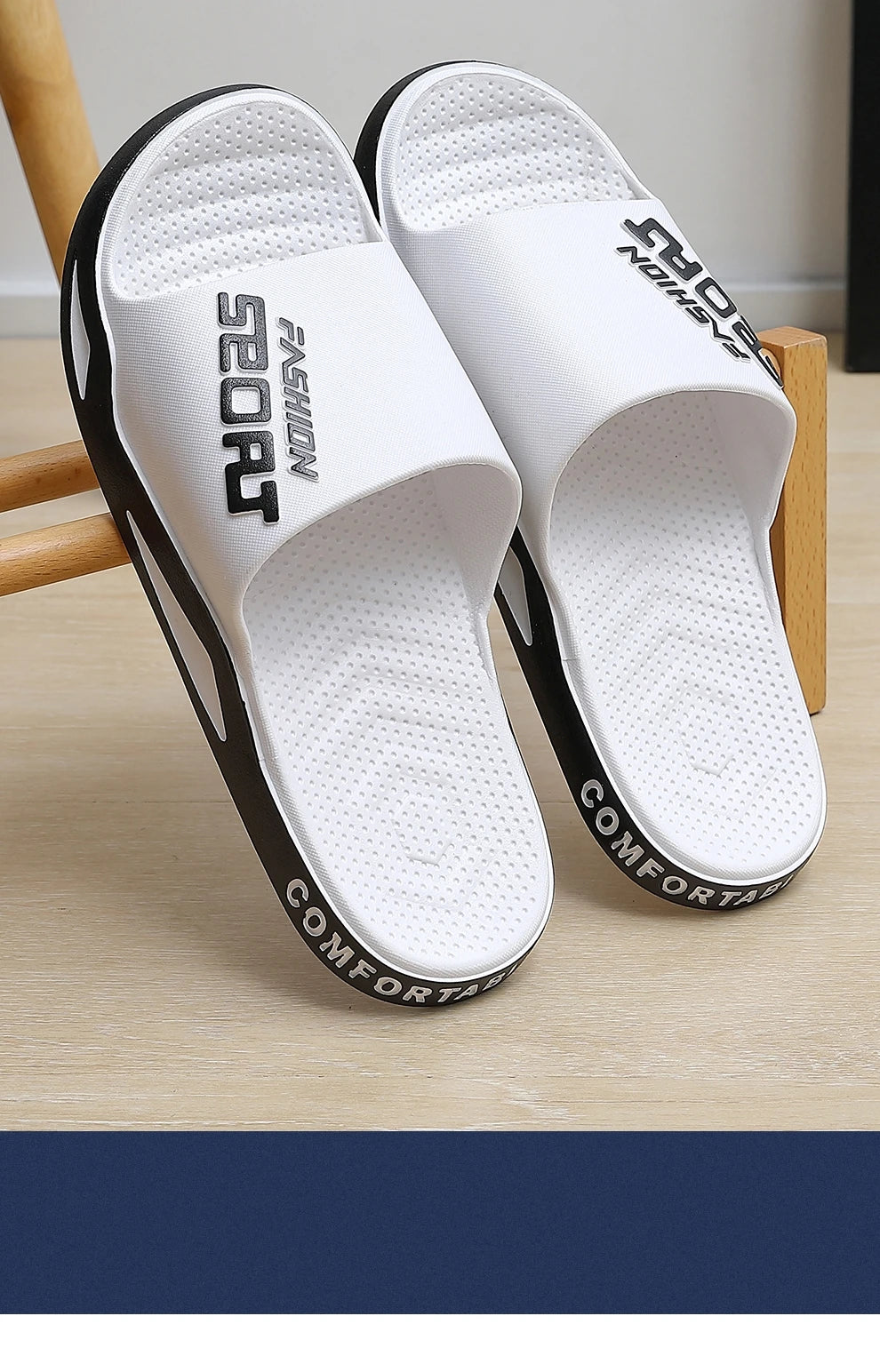 Big Size Men's Slippers Summer Sport Style Slides Anti-slip Thick Sole Breathable Fashion Slip-on Beach Leisure Sandals