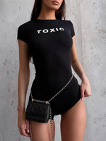 Nibber Peach Hip Letter Print Fashion Romper Women Body-Shaping Skinny o-Neck Mini Sleeve Tight Casual Simple Workout Playsuits