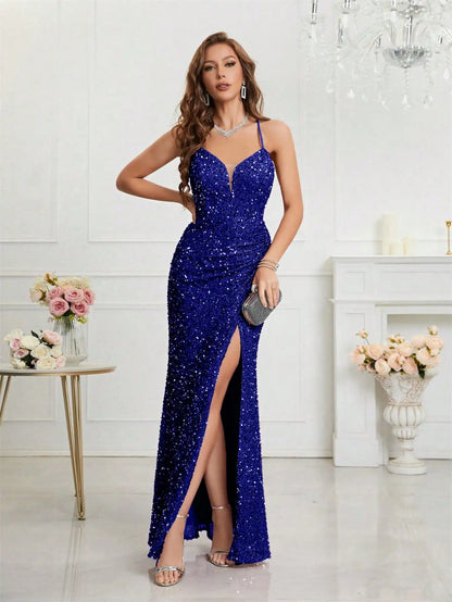 Unithorse Split Thigh Sequin Cami Women Dress