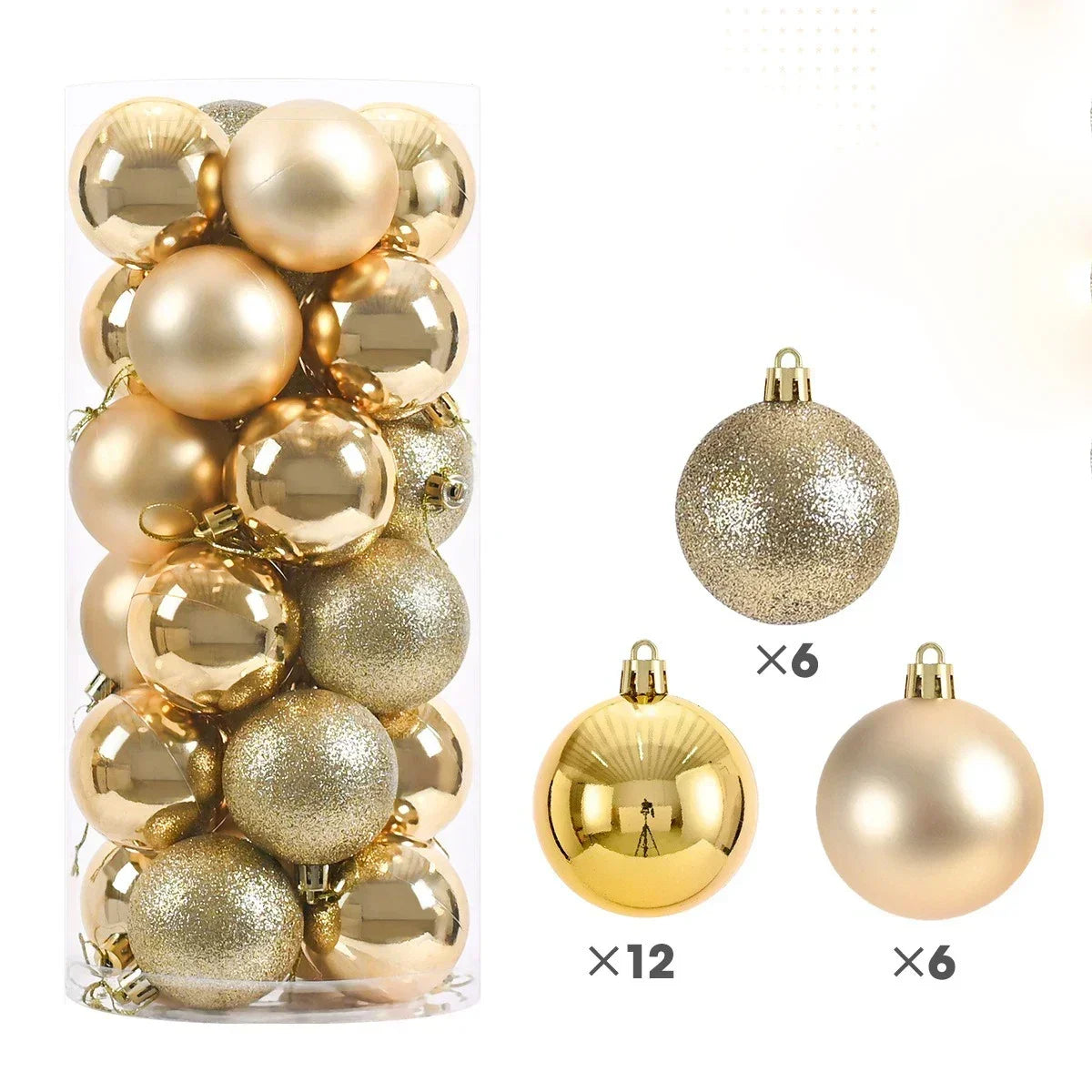 24Pcs 3/4/6CM Christmas Balls Big Ball Christmas Tree Pendant Ornaments for Party Decor 2025 New Year Navidad Gifts Accessory