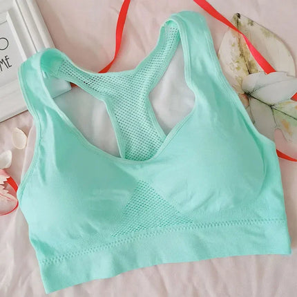 Women Breathable Sports Bra Absorb Sweat Shockproof Padded Gym Running Fitness Double Layer Seamless Yoga Sports Bra Underwear