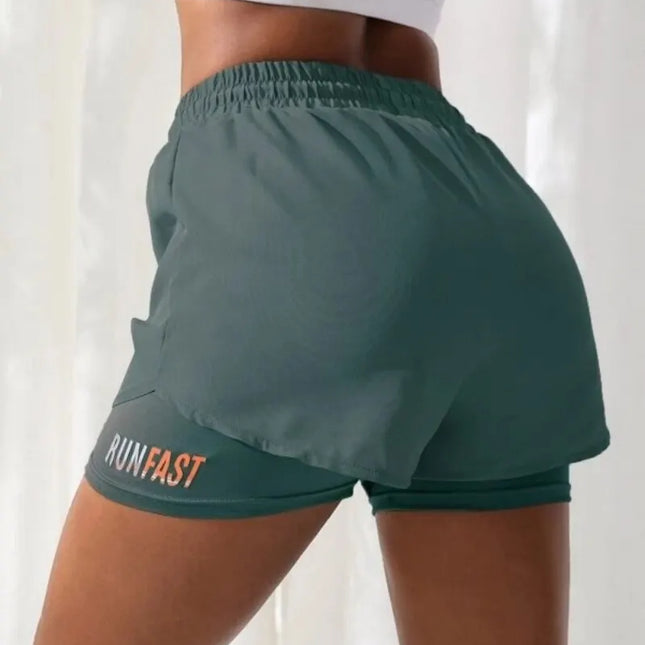 Women's High Rise Yoga Shorts With Elastic Proximity Control Running Shorts, Fake Two Pieces Pants