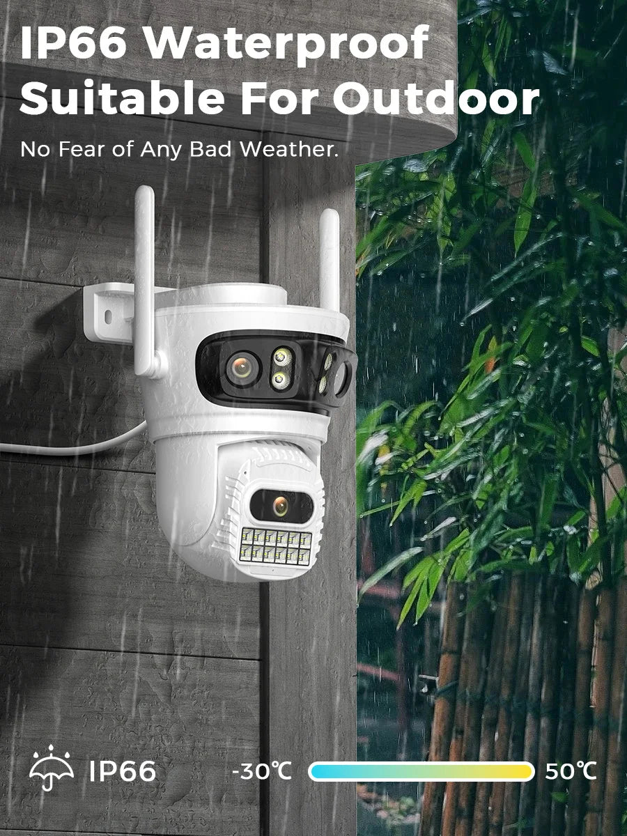 BESDER 6K 12MP HD Three Screen WIFI IP Camera Outdoor Three Lens Ai Human Detection Waterproof CCTV Video Security Camera iCsee