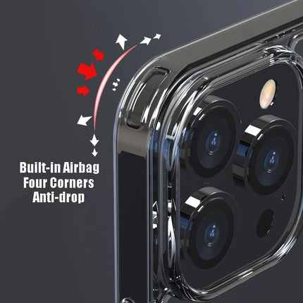 Original Transparent Tempered Glass Phone Cases For iPhone 16 14 11 12 13 15 Pro Max Plus Clear Hard Case Armor Shockproof Cover