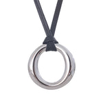 Yhpup Long PU Leather Stainless Steel Round Pendant Fashion Bib Necklace Minimalist Tarnish Free for Women Stylish Trend Jewelry