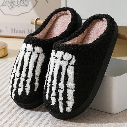 Christmas Elk Cotton Slippers For Women Men Winter Cute Cartoon Slippers Indoor Non Slip Couple Floor Slides Home Plush Shoes