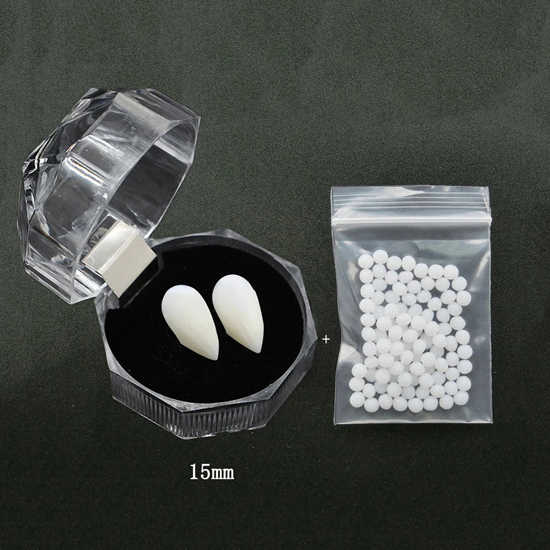1 Pairs Halloween Vampire Teeth Fangs Dentures Props Party Costume DIY Cosplay Props False Teeth Resin Fangs with Solid Glue