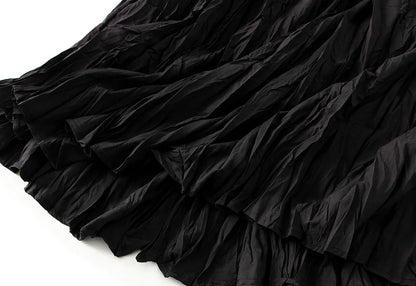 UCXQ Simple Luxury Multi Solid Colors Pleated Skirt For Women's Large Hem Folds A-line Skirts Female 2024 Spring Autumn 23A7004
