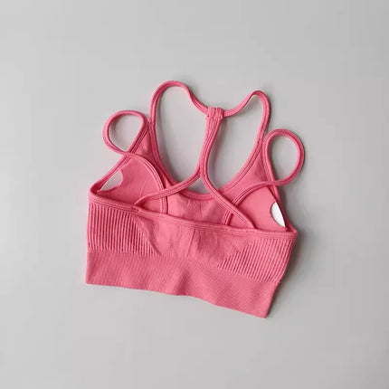 Women Breathable Sports Bra Shockproof Fitness Tops Gym Crop Top Brassiere Push Up Sport Bras Gym Workout Top Seamless Yoga Bra
