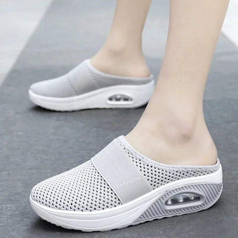 Women Wedge Breathable Slippers 2024 Summer Anti-slip Premium Sandals Vintage Casual Female Platform Shoes Plus Size Slides