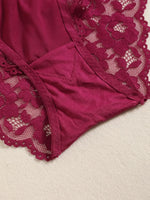 1 Set Elegant Erotic Lace Embroidery Breathable Fabric Lingeries : Push-Up Bra, Low Waist Sheer Panty - Ultimate Valentine's Day