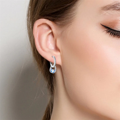 Genuine 925 Sterling Silver Love Feather Earrings Fit Original Charms Hoop  For Women girls Stud Earring Fine Jewelry Gifts