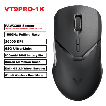 Rapoo VT9PRO PAW3398 Wireless Gaming Mouse 26000DPI 68g Lightweight Wired Wireless Mouse 160H Super Long Battery Life