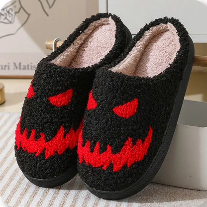 Christmas Elk Cotton Slippers For Women Men Winter Cute Cartoon Slippers Indoor Non Slip Couple Floor Slides Home Plush Shoes