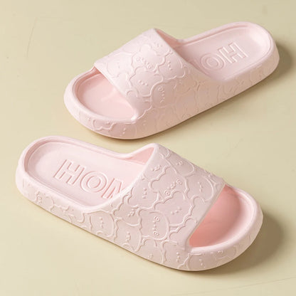 Summer Cute Bear Printting Women Slippers Indoor Bathroom Non-slip Thick Soft Sole Sandals Exquisite Beach Cool Outdoor Shoes