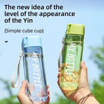 1 Pcs Clear Square Drinking Glass in Mate Plastic Portable Water Bottle with Milk Cable for Outdoor Sports