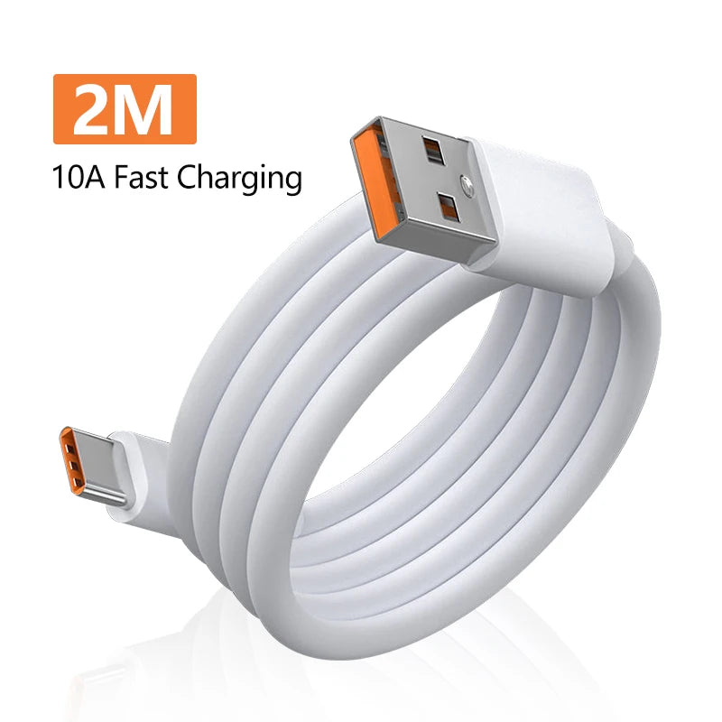 10A Type C Fast Charging Cable for Huawei Mate 40 50 Mobile Phone 120W USB-C Phone Data Cord  for Xiaomi Samsung Oneplus POCO