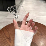 Luxury Plating Frameless Case For Samsung S25 S24 Ultra S23 S22 Ultra Transparent Camera Lens Film Protection Shockproof Cover