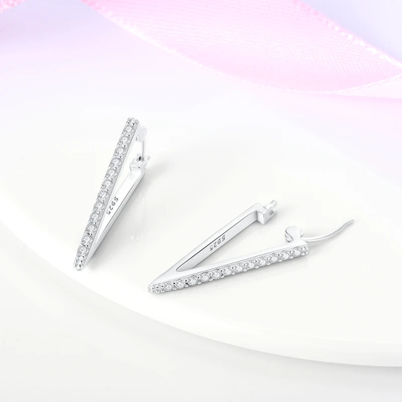 Genuine 925 Sterling Silver Love Feather Earrings Fit Original Charms Hoop  For Women girls Stud Earring Fine Jewelry Gifts
