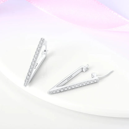 Genuine 925 Sterling Silver Love Feather Earrings Fit Original Charms Hoop  For Women girls Stud Earring Fine Jewelry Gifts