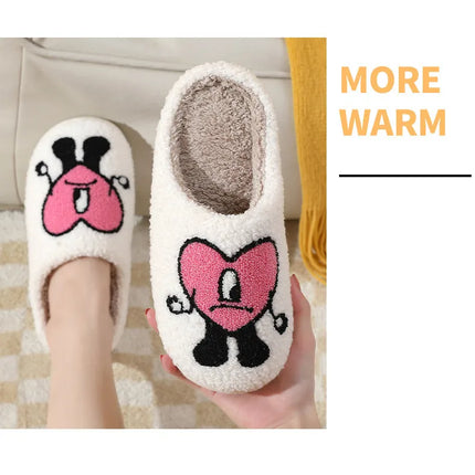 Winter Home Warm Women Slippers House Girl Fur Cute Bad Bunny Love Cushion Slides Bedroom Ladies Cotton Female Plush Shoes