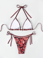 2025 Halter String Triangle Two Piece Bikini Women Swimwear Female Swimsuit Bathers Bathing Swimming Suit Beachwear Summer