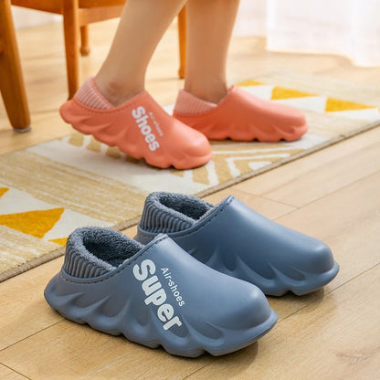 Winter Men Women Warm Slippers Cotton Slippers Outdoor Indoor Warm Shoes Men's Couple Home Bedroom Plush Slippers Big Size 46 47
