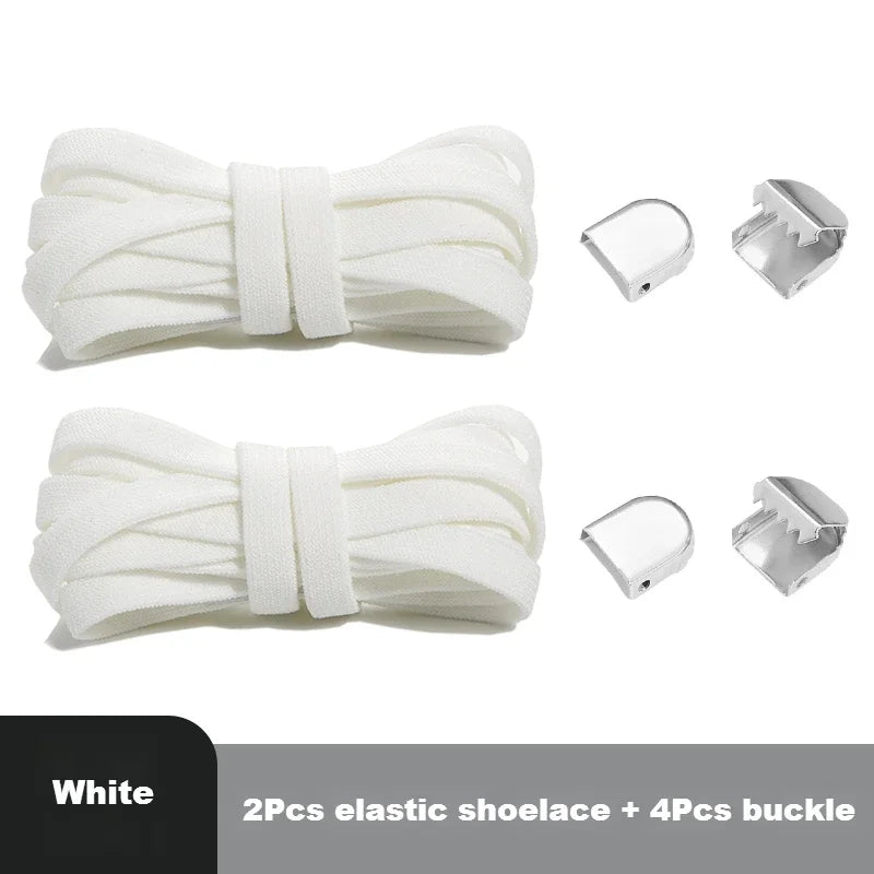 Flat Elastic Shoe Laces Sneakers No Tie Shoelaces for Shoes Tennis Quick Shoelace Clips Without Ties Shoe Accessories Kids Adult