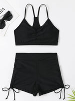 Drawstring Front Shorts Bikinis 2025 High Waist Swimsuit Women Swimwear Female Bathers Bathing Swimming Swim Suit Beachwear