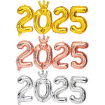 2025 Crown Number Foil Balloons Happy New Year Eve Party Decoration Photo Booth Props Supplies Christmas Home Decor Navidad 2024