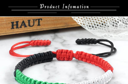 Palestine Flag String Bracelet Red Black White Green Rope Braided Bangle Christmas Gift UAE Kuwait Natural Stone Beads Bracelets