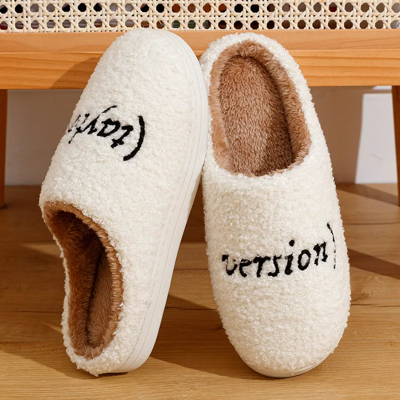 Fashion Version Slippers Winter Men's Women Home Warm Anti-slip Soft Sole Indoor Bedroom Couple Casual Plush Shoes