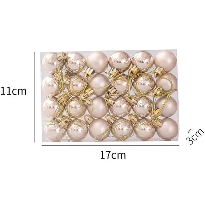 144/24pcs Mini Electroplated Christmas Balls Set Xmas Tree Pendant Christmas Ball Hanging Ornament for New Year Party Home Decor