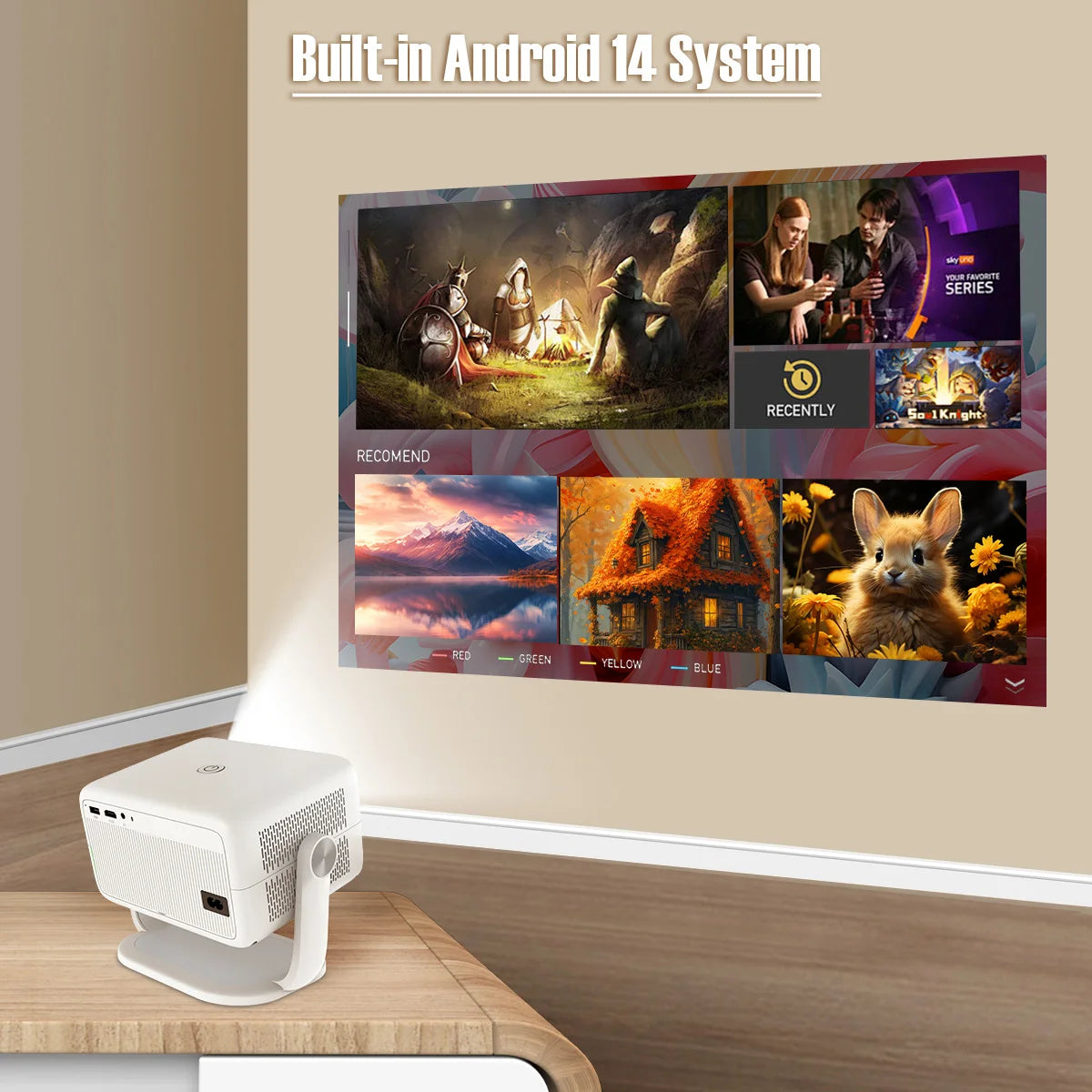 Magcubic 8K L018 Projector 650ANSI Native 1080P Auto Focus & Keystone 360° Rotate Android 14 BT 5.4 WIFI6 Portable Home Theater